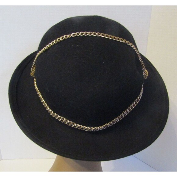Toucan Vintage Hat 100% Black Wool Gold Chain New York Los Angeles USA - Picture 4 of 6